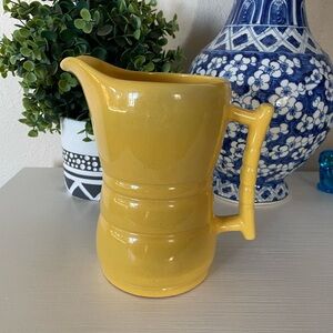Vintage Yellow Frankoma Pottery 26D Pitcher With Handle 7 Inches Tall 32 fl oz